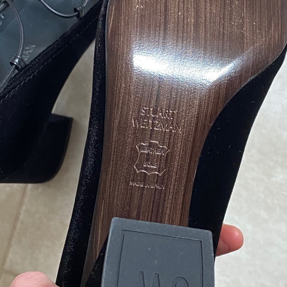❌SOLD❌ Stuart Weitzman Cordon Velvet Black Block Heels - Picture 3 of 6